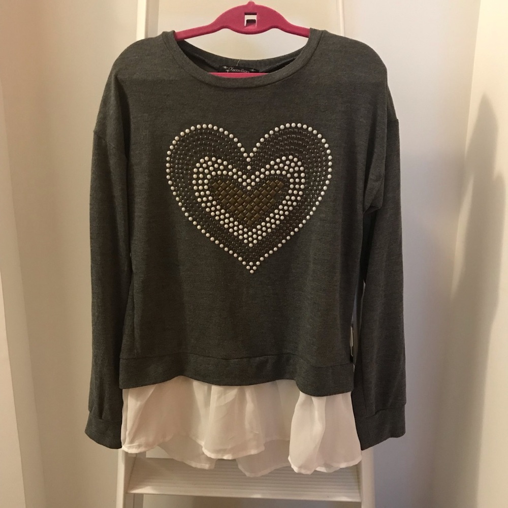 Grey layered shirt big girl long sleeve
